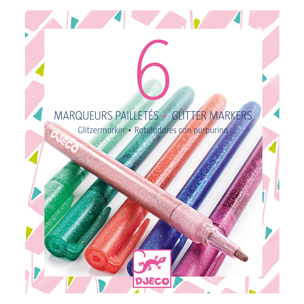 Djeco 6 glitter markers - sweet