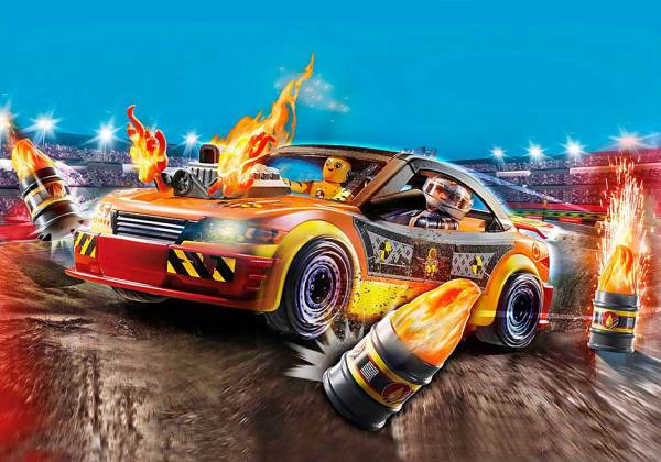 PLAYMOBIL 70551 STUNT SHOW CRASH CAR PLAYSET WITH DRIVER FIGURE