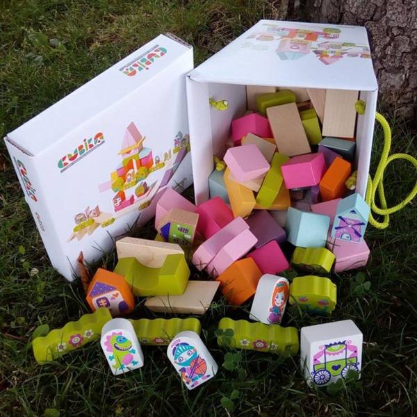 Cubika Wooden blocks construction kit 'Town for girls' 55 pcs