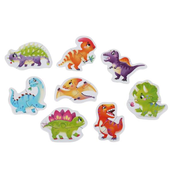 Cubika Puzzles 8 in 1 'Happy dinosaurs' 16pcs
