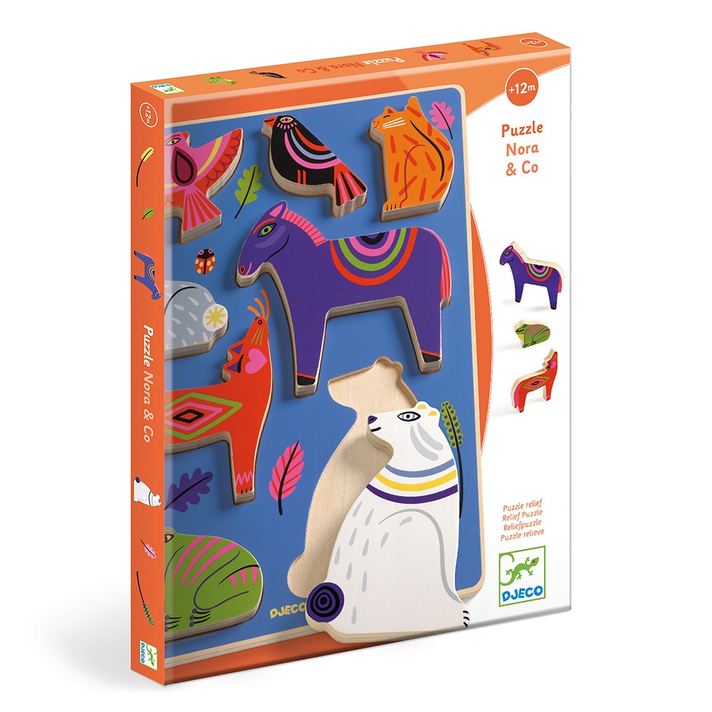 DJECO WOODEN PUZZLES - RELIEF PUZZLES NORA & CO