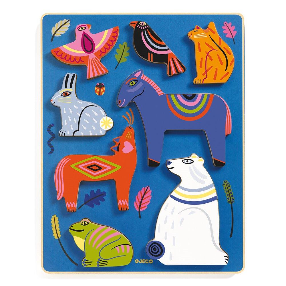 DJECO WOODEN PUZZLES - RELIEF PUZZLES NORA & CO