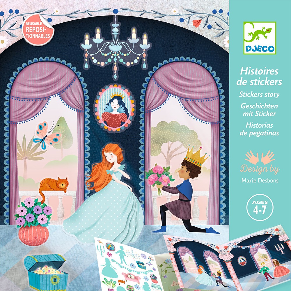 Djeco Reusable Sticker Book Life in the castle