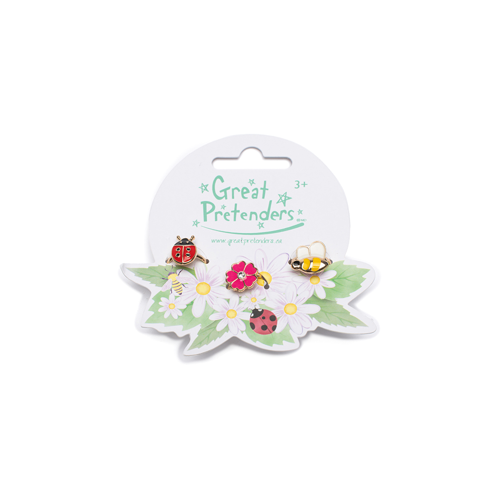 Great Pretenders Ladybug Garden Ring Set, 3pc