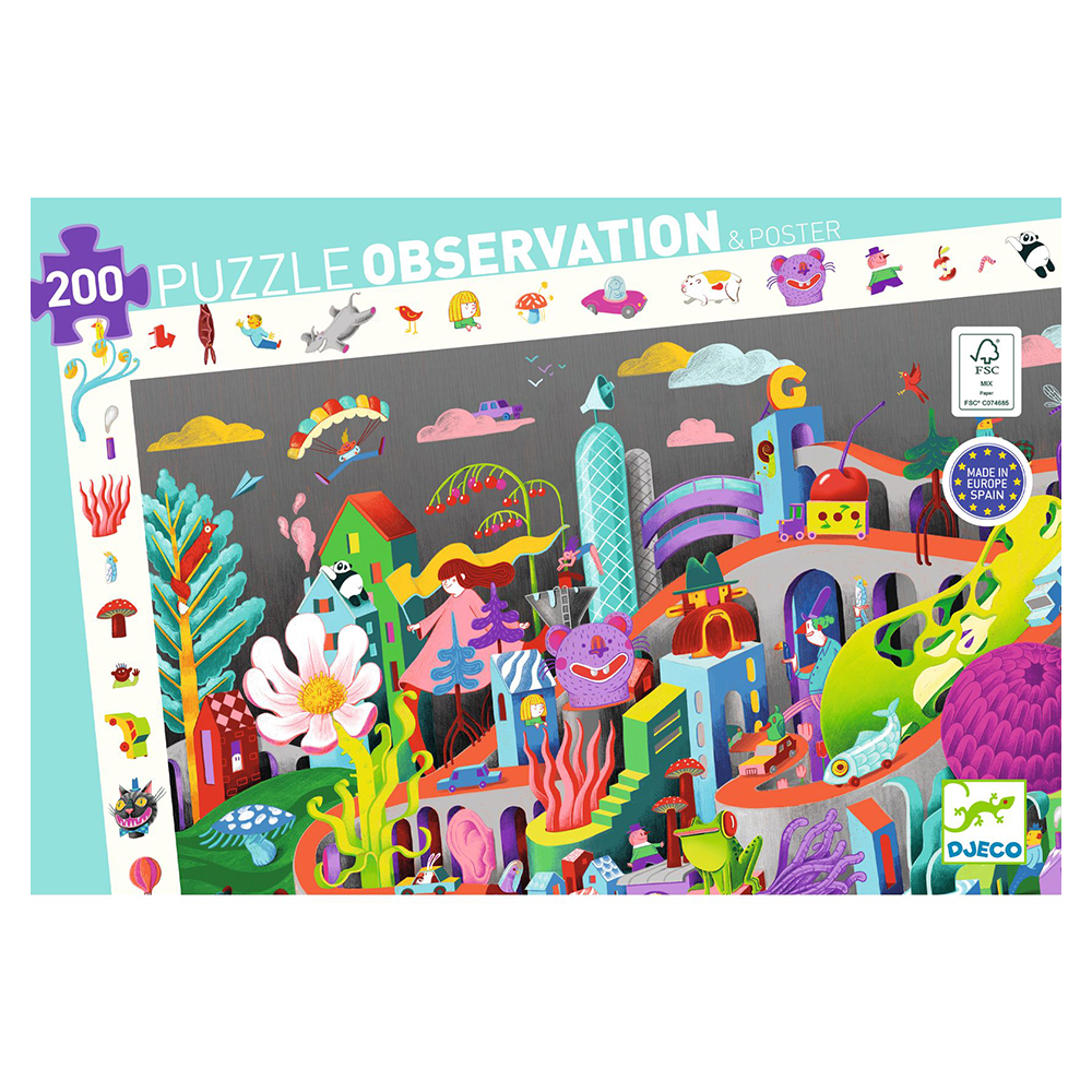 DJECO CRAZY TOWN - 200 PCS OBSERVATION PUZZLE - FSC MIX