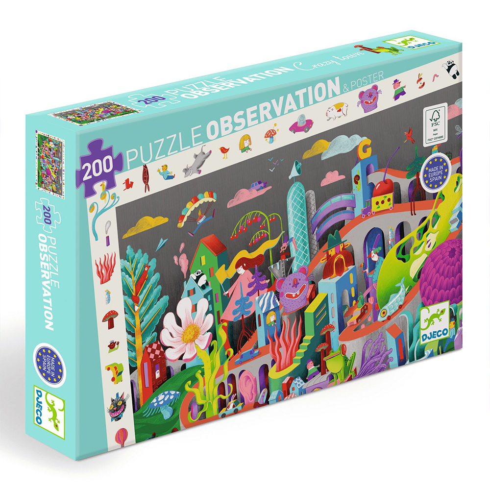 DJECO CRAZY TOWN - 200 PCS OBSERVATION PUZZLE - FSC MIX