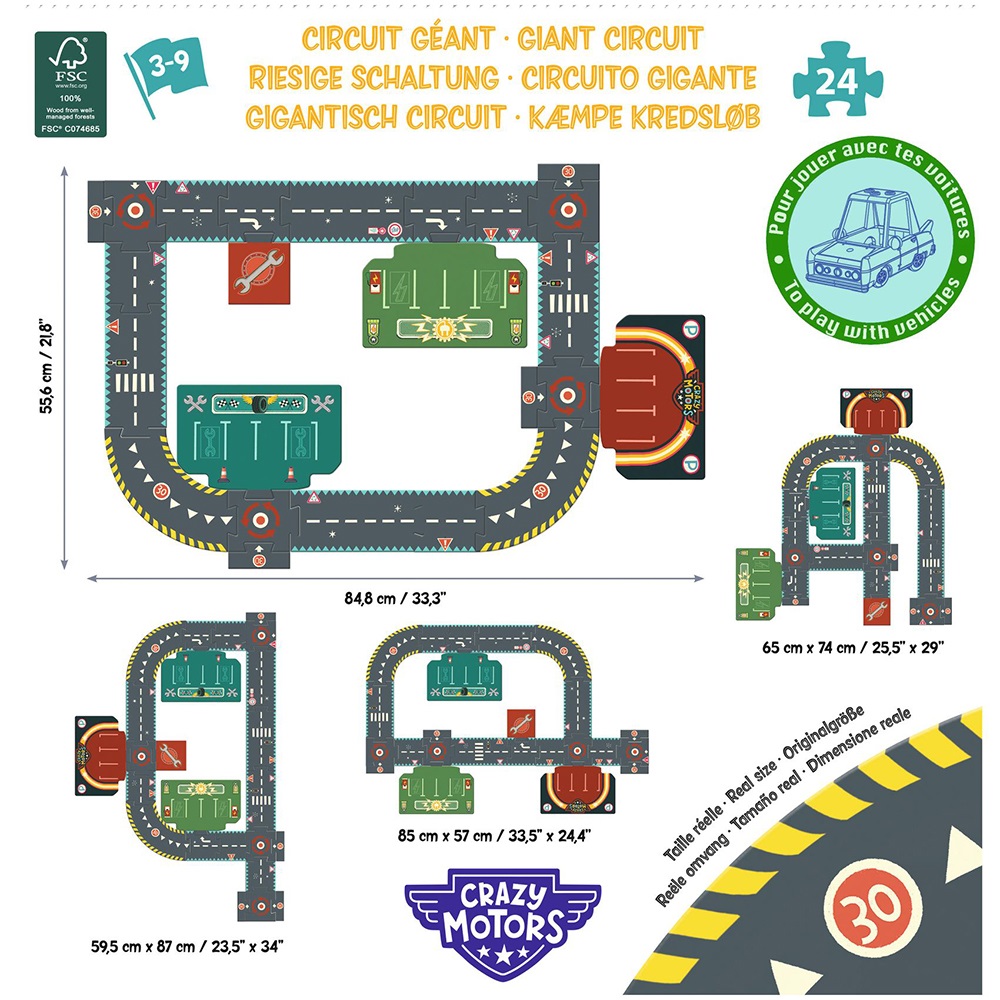 DJECO TOYS AND GAMES CRAZY MOTORS CIRCUIT DE VILLE - PUZZLE GEANT