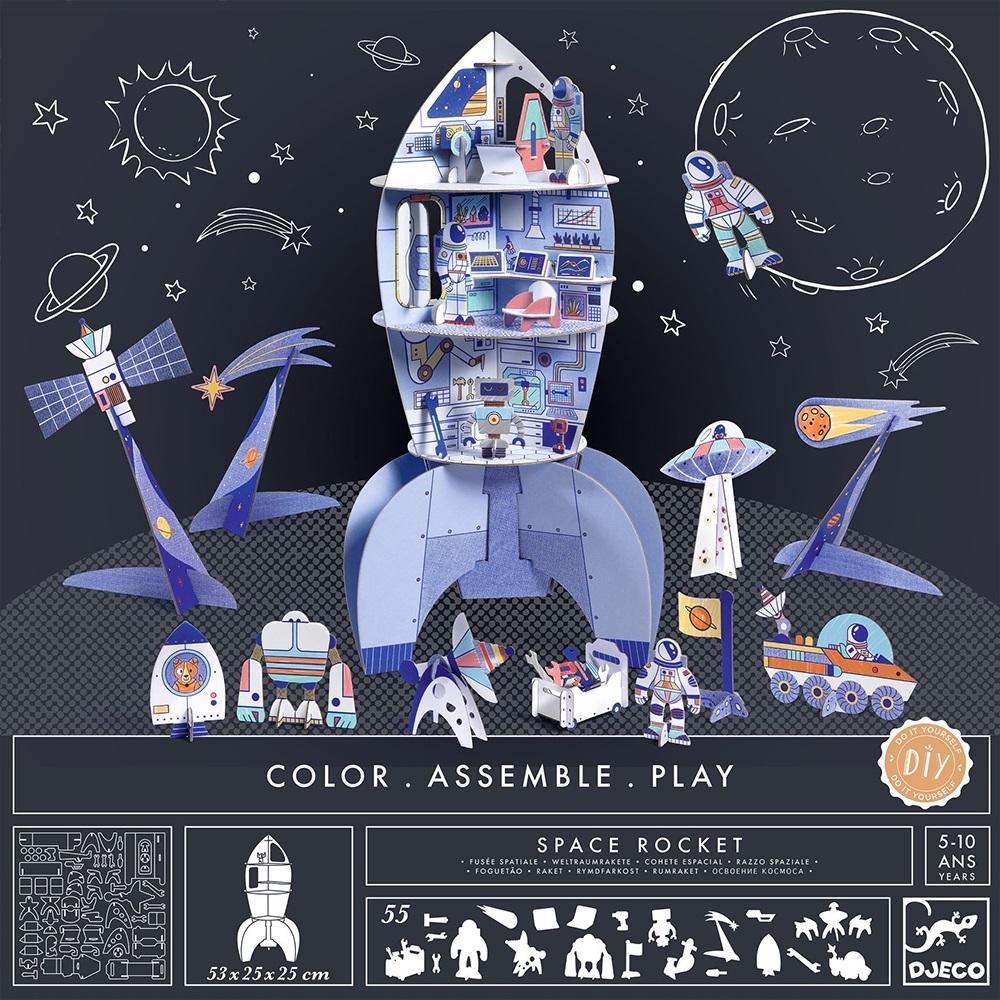 DJECO ART AND CRAFT COLOR. ASSEMBLE. PLAY SPACE ROCKET