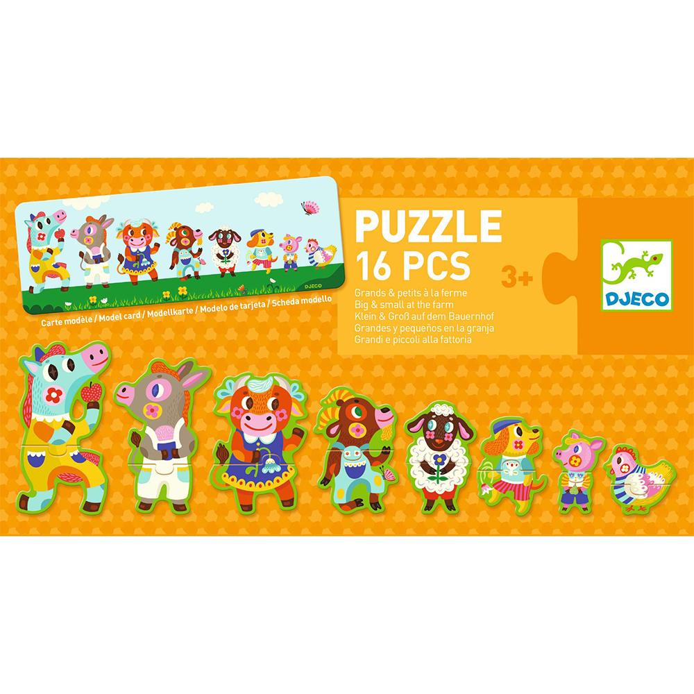 DJECO SHAPED PUZZLES BIG AND SMALL ON THE FARM - FSC MIX