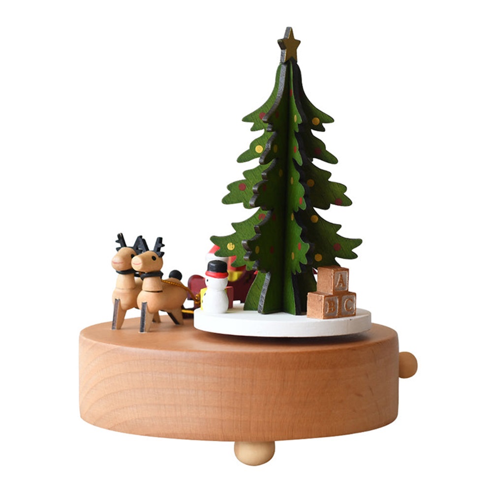 TS COLLECTION MUSICBOX WOODEN FAWN CHRISTMAS TREE - MERRY CHRISTMAS