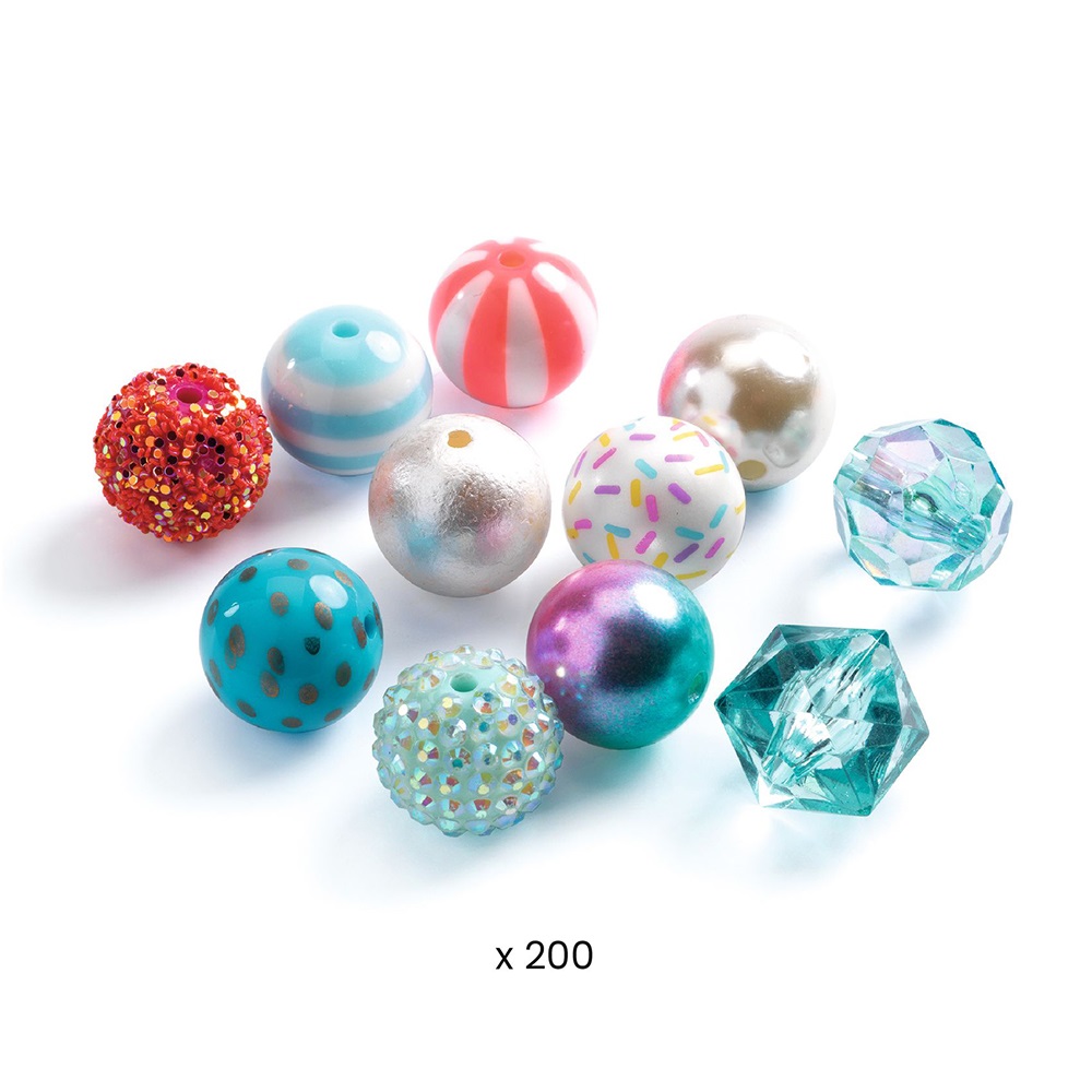 DJECO ART AND CRAFT BEADS AND JEWELLERY BUBBLE BEADS, SILVER