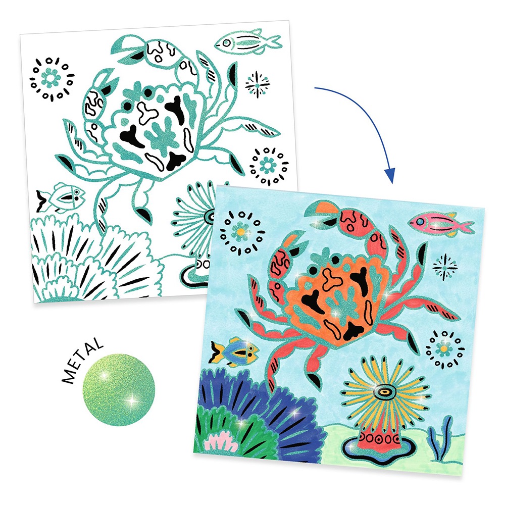 DJECO ART AND CRAFT SMALL GIFTS FOR OLDER ONES - COLOURING SURPRISES UNDER THE SEA