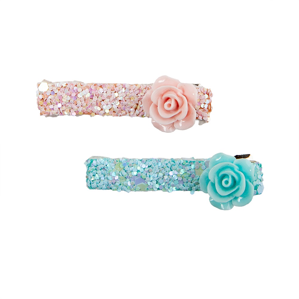 GREAT PRETENDERS BOUTIQUE GLITTER ROSETTE HAIRCLIPS, 2 PCS