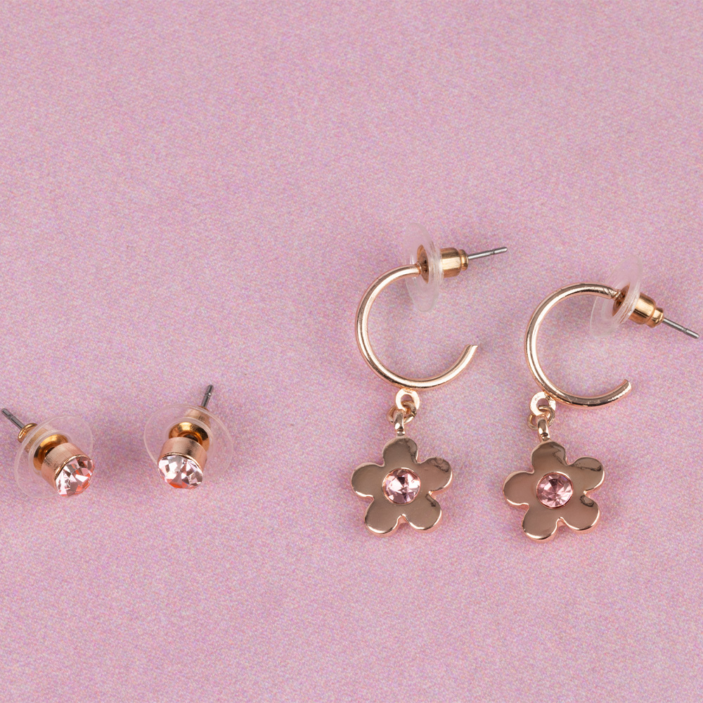 GREAT PRETENDERS BOUTIQUE CHIC BEJEWELLED BLOOMS EARRINGS, 2 PAIR