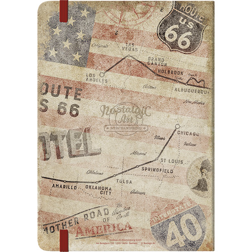 NOSTALGIC NOTEBOOK US HIGHWAYS ROUTE 66 BIKE MAP