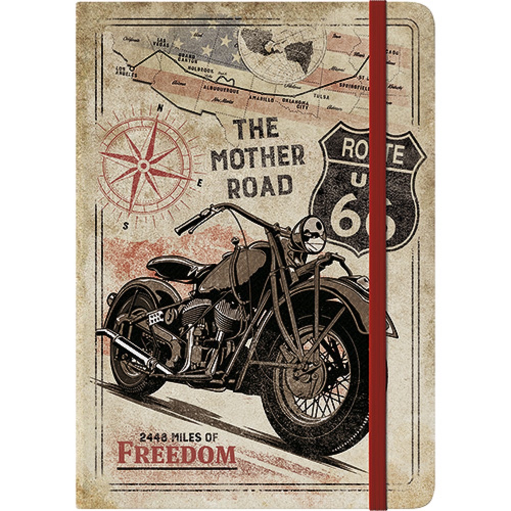 NOSTALGIC NOTEBOOK US HIGHWAYS ROUTE 66 BIKE MAP