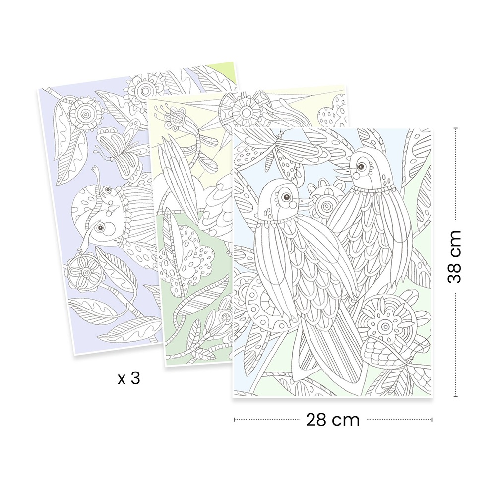 DJECO ART AND CRAFT COLOURING GALLERY BIRDS
