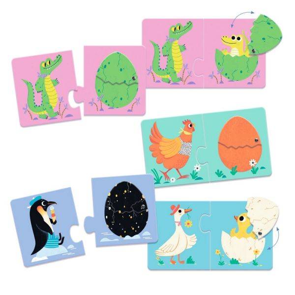 DJECO TOYS AND GAMES EDUCATIONAL GAMES - PUZZLE DUO-TRIO FUNNY EGGS